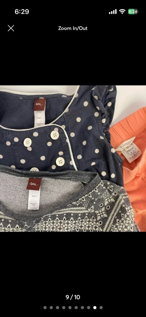 Tea Collection Sz 7 Girls Dresses & Lands End Leggings Lot Outfit Set 3pc Bundle